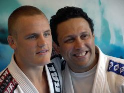 Gunnar Nelson (left) posing with mentor Renzo Gracie