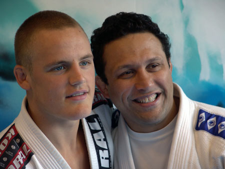 Gunnar Nelson (left) posing with mentor Renzo Gracie