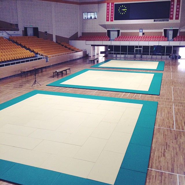 Mendes Bros's view of the mats, 3 large 33'x 33' mats. No one will escape: Tomorrow it's on!