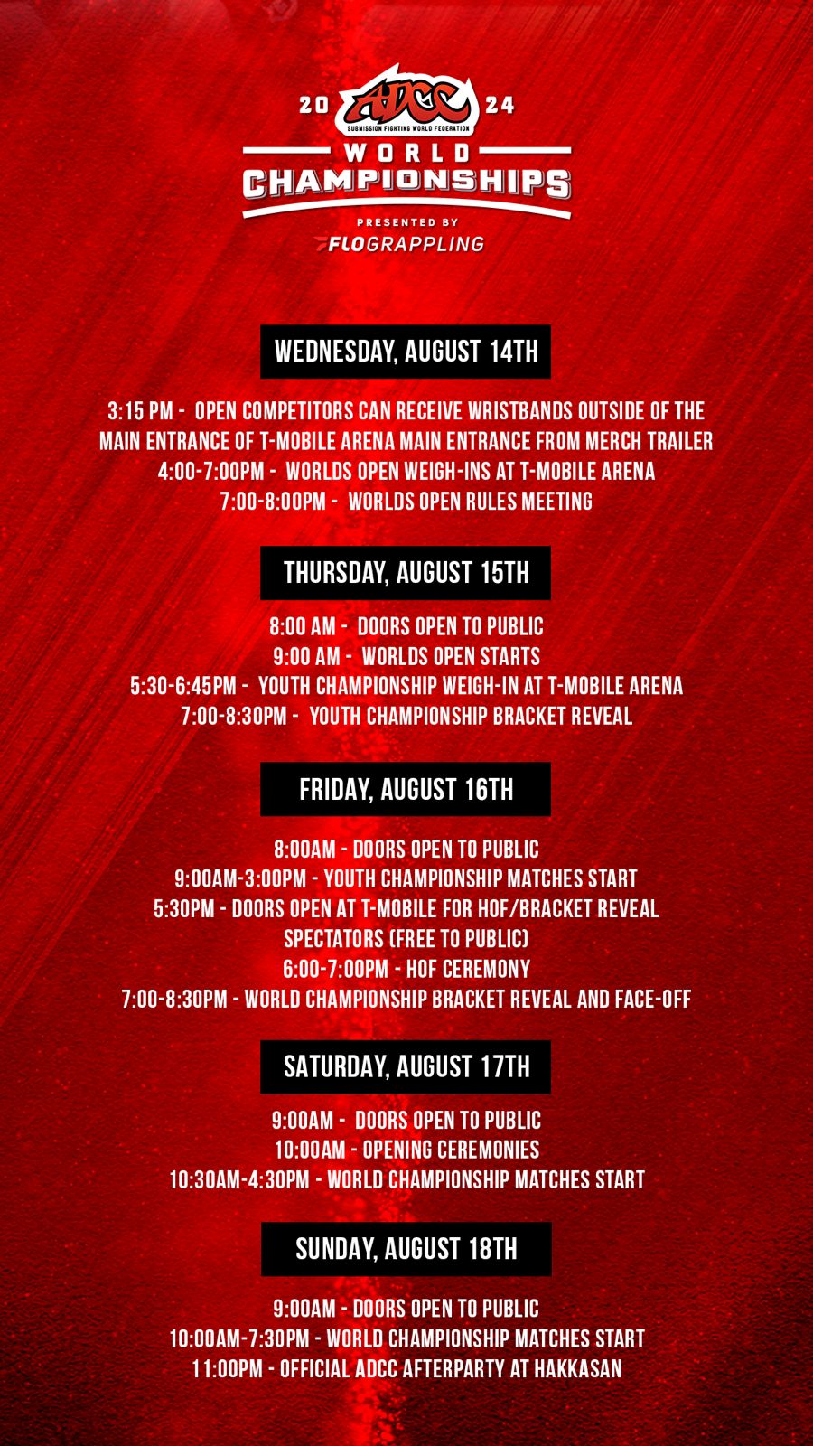 ADCC WORLDS 2024 SCHEDULE • ADCC NEWS